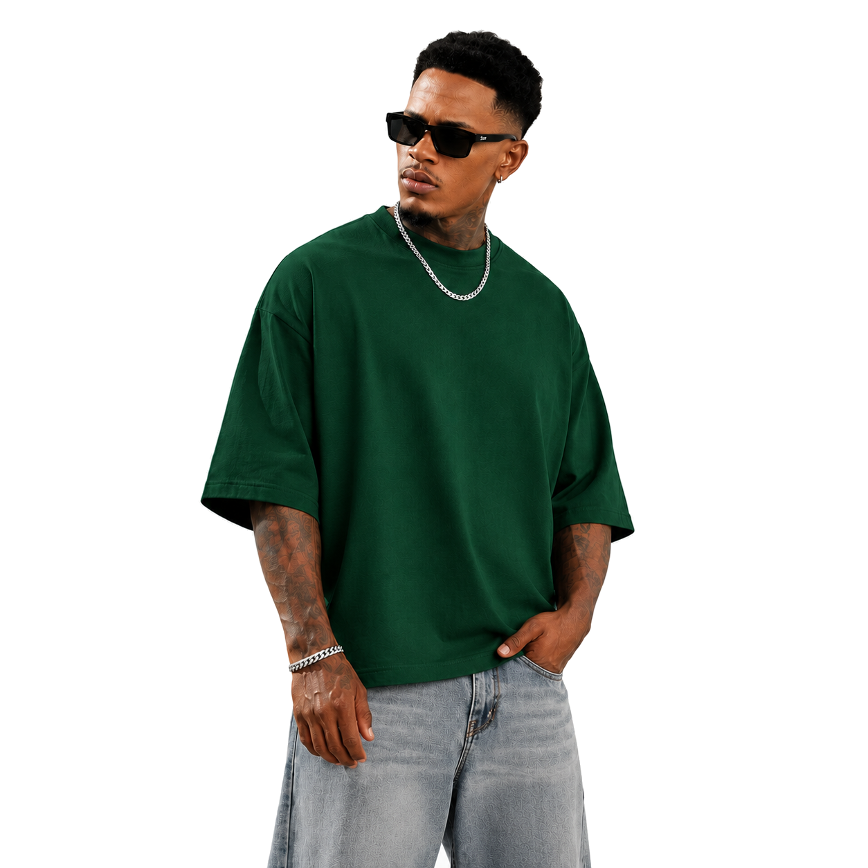 Bottle Green Oversized Boxy Fit Tshirt