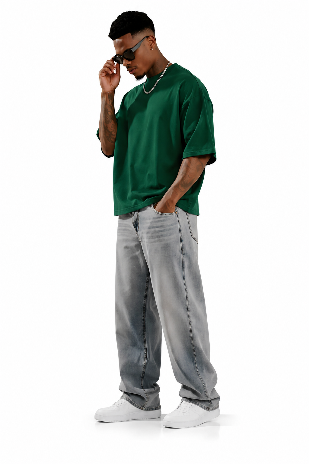 Bottle Green Oversized Boxy Fit Tshirt