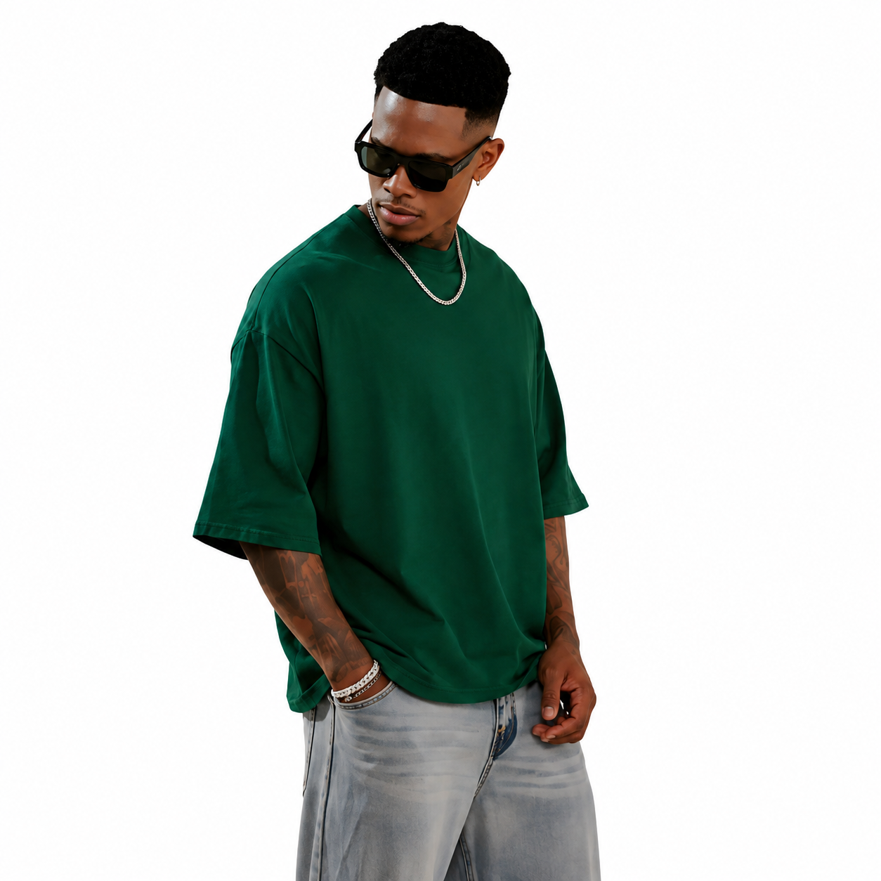 Bottle Green Oversized Boxy Fit Tshirt