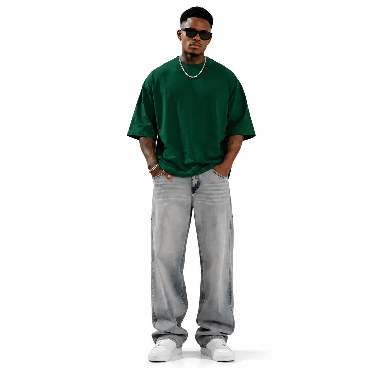 Bottle Green Oversized Boxy Fit Tshirt